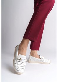 Resim Lızy Bağcıksız Ortopedik Rahat Taban Kalp Desenli Kadın Babet Ayakkabı Ckt - Beyaz Beyaz 