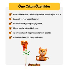 Resim PetzzCats Sinek Matatabi ve Çıngırak Sesli Kedi Oltası Oyuncağı Beyaz 42 Cm 
