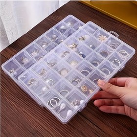 Resim 1 adet 28 Bölümlü Şeffaf Plastik Takı Düzenleyici Kutu - Küpe, Yüzük, Boncuk ve El Sanatları için İdeal - Ayarlanabilir Bölücüler, Takı Kutusu, Takı Kutuları ile Çok Yönlü Depolama Çözümü 