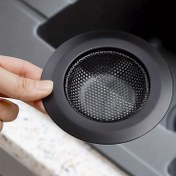 Resim 1 adet Dayanıklı Paslanmaz Çelik Mutfak Lavabo Süzgeci - Siyah, Verimli Drenaj için Altıgen Ağ Tasarımı, Sebze Yıkama Lavaboları & Lavabolar için Mükemmel 