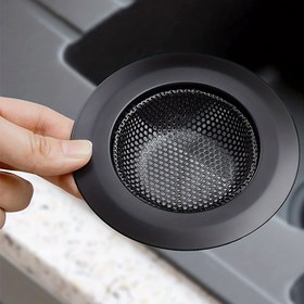Resim 1 adet Dayanıklı Paslanmaz Çelik Mutfak Lavabo Süzgeci - Siyah, Verimli Drenaj için Altıgen Ağ Tasarımı, Sebze Yıkama Lavaboları & Lavabolar için Mükemmel 