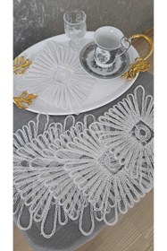 Resim ZESA HOME 6 Lı Kahve Yanı Şık Sunum Peçeteleri Tül Güpürlü 