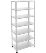 Resim Raf Burada 7 Katlı Galvaniz Çelik Raf - Depo, Arşiv, Kiler, Dosya, Market Rafı-31x75 cm-150 cm-1.50 mm 