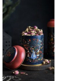 Resim Fairytale Alices Desenli Yuvarlak Metal Saklama Kabı, 9 X 11 Cm, 0,6 Lt Desenli 