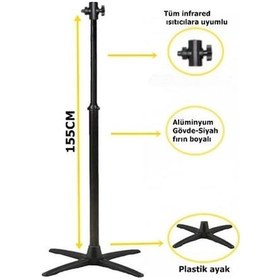 Resim Soba Ayağı Çok Amaçlı Lüks Alüminyum Ayak 155 Cm Siyah 