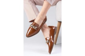 Resim Mio Gusto Aileen Taba Renk Kadın Loafer Günlük Düz Ayakkabı 