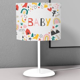 Resim instababyrooms Gökkuşağı Araba ve Yıldız Desenli Çocuk Odası Dijital Baskılı Çocuk Odası Masaüstü Abajur Avize 