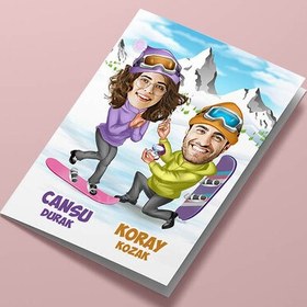 Resim Karda Evlilik Teklifi Karikatürlü Tebrik Kartı 