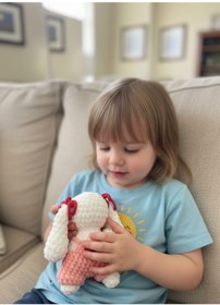 Resim Elista Amigurumi Kadife Örgü Küçük Boy Oyuncak Tavşan Beyaz 