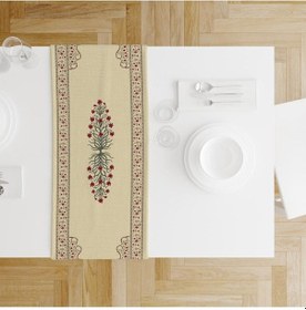 Resim Red Tulip Runner 140x45cm Lale Desenli, Ince Keten, Uluslararası Yıkama Ve Solmama Sertifikası Çok Renkli 