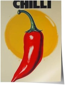 Resim Zestia Çerçevesiz Poster, CHILLI Biber Tipografi Çizimi, Genç Odası Dekoru Poster No: 109576 21 x 30 