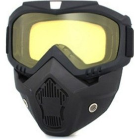 Resim Ebakbak Motosiklet Bisiklet Jet Kask Maske Süngerli Bant Lastik Sarı Cam 