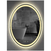 Resim GLOBAL LED MIRROR 65x85 Cm Dokunmatik Tuşlu Buğu Yapmayan Ledli Elips Banyo Aynası 