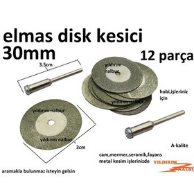 Resim Elmas Disk Kesici 30 MM Orta Boy Cam Fayans Kesici Taşlama Dramel 