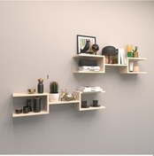 Resim Rafkestir 2 Li Çift Mızrak Duvar Raf Seti Krem ( Parlak ) 