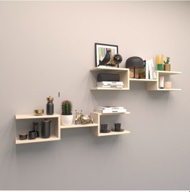 Resim Rafkestir 2 Li Çift Mızrak Duvar Raf Seti Krem ( Parlak ) 