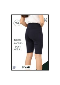 Resim Siyah Biker Girls Şort Yüksek Bel İç Göstermez Esnek Yumuşak Likralı Soft Biker Basics Elt4070 Siyah 