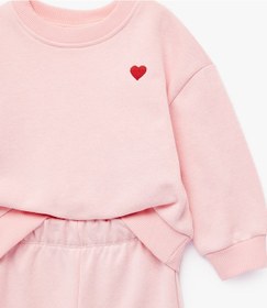 Resim Koton Uzun Kollu Bisiklet Yaka Şardonlu Nakış Detaylı Eşofman Takımı - 2'li Set Pembe 6smg10136ak Gül 