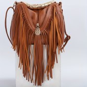 Resim Leisure Trendy Batı Tarzı Omuz Çantası, Kadınlar İçin Düz Renk Püskül Dekor Crossbody Çanta 