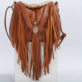Resim Leisure Trendy Batı Tarzı Omuz Çantası, Kadınlar İçin Düz Renk Püskül Dekor Crossbody Çanta 