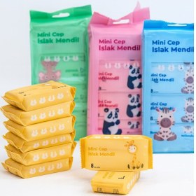 Resim 4 Paket 64'lü Mini Cep Islak Mendil Taşınabilir, Hijyenik Seyahat Ve Günlük Temizlik Mendili 