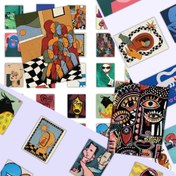 Resim 50 Adet Canlı Soyut Sanat Stickerları - Su Geçirmez, Parlak Bitiş DIY Çıkartmalar Laptoplar, Telefon Kılıfları, Kaykaylar & Kasklar İçin | Renkli, Düzensiz Şekiller | Tek Kullanımlık, Kağıt Malzeme, Sevimli Stickerlar 