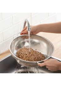 Resim Porsima Bls-ks-28 Kulplu Paslanmaz Çelik Süzgeç Mutfak Eleği Meyve Ve Sebze Yıkama Aparatı Kevgir 28cm Çelik 