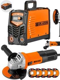 Resim Graizer Alman Mma 200 Amper Profesyonel Dijital Göstergeli Invertör Kaynak Makinesi + Avuç Taşlama Hediyeli 