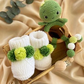 Resim Amigurumi Sempatik Kaplumbağa Hediye Kutusu - Koyu Yeşil 