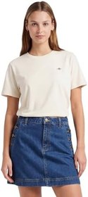 Resim GANT Kadın Beyaz Bisiklet Yaka Regular Fit T-Shirt 