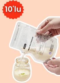 Resim FeyzaDesign 200 ml Anne Sütü Saklama Poşeti, 10'lu paket, hijyenik ve pratik kullanım 