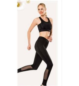 Resim Kota 4079 Yüksek Bel Transparan Tül Uzun Spor Taytsiyah Xl Siyah 