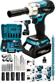 Resim Lieber German Teknoloji 450Nm Full Setli Torklu Somun Sökme Sıkma 2x Akülü Vidalama Makinesi 