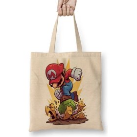 Resim Baskı Dükkanı Super Mario Atari Bez Çanta Uzun Saplı 
