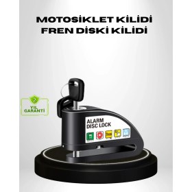 Resim Aesco Titreşim Sensörlü Alarmlı Motosiklet Disk Kilidi 14MM Çelik Çift Kilitleme 