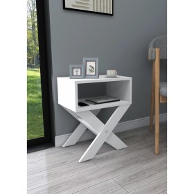 Resim Zuesse Dizayn Lepusx Ayaklı Komodin & Şifonyer Çekmecesiz Raflı Yatak Odası Başucu Düzenleyici - Beyaz 