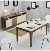 Resim Milan Yemek Odası Takımı - Ceviz / Krem 