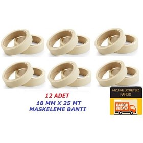Resim 18 MM x 25 M Maskeleme Bandı Kağıt Bant 12 Adet 