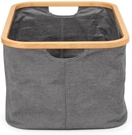 Resim Brabantia - Katlanabilir Çamaşır Sepeti 10,6 Gal - Islak ve Kuru Çamaşırlar için Suya Dayanıklı Sepet - Giysiler ve Keten için Saklama Sepeti - Kolay Kavrama için Bambu Jant - Giysi Yıkama - Biber 