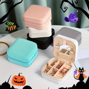 Resim Dayanıklı Düzenleyici] Kompakt Bohem Esintili Mini Kare Mücevher Kutusu Aynalı - Hafif, Toz Geçirmez Seyahat Düzenleyici Katı Renklerde (Pembe/Beyaz/Siyah/Turkuaz) - Halloween & Noel Hediyeleri, Mücevher Sandıkları için Mükemmel 