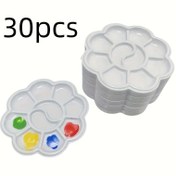 Resim 30 Paket Mini Çiçek Şekilli Plastik Palet Seti, Su Temizleme, Akrilik ve Gouache Karıştırması için İdeal - Sanat Malzemeleri 