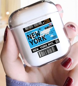 Resim mooodcase New York Bilet Tasarımlı Şeffaf Silikonlu 1. Ve 2. Nesil Uyumlu Kablosuz Kulaklık Kılıfı 