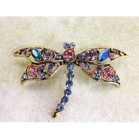 Resim Yusufçuk Swarovski Taşlı Elmas Montür Yaka İğnesi Broş N11.58 Altın 
