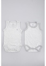 Resim Organicera Organik Bebek Atlet Body, 2 Li Set , Grey Melange Gri-Melanj 