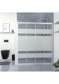 Resim Tekno Duş Silver Castor 6mm Kumlamalı Cam Orta Açılır 2 Sabit 2 Açılır İki Duvar Arası Duşakabin Diğer 