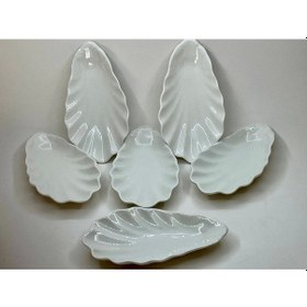 Resim Kahve Yanı Porselen Lokumluk Şekerlik Büyük İstiridye Çerezlik 6 Lı 14 Cm 92358 Beyaz 