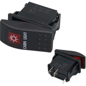 Resim Powermaster Kabin Sembollü Işıklı 3 Pinli On-Off 12-24V Marin Switch 