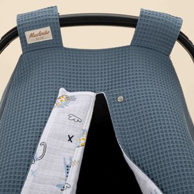 Resim Puset Örtüsü - Çift Taraflı - Koyu Mavi Petek - Mavi Canlılar 