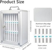 Resim Duvara Monte Cep Telefonu Soyunma Dolabı - Ofis ve Sınıf Kullanımı ve Şık Depolama Çözümü için Saplı 24 Yuvalı Alüminyum Alaşımlı Şarj İstasyonu 
