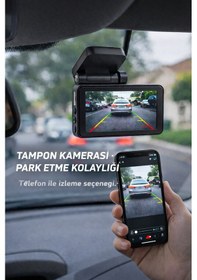 Resim Geniş Açı 4k Ön Ve Arka 2k Ultra Hd 2 Kameralı Wifi Hafıza Kartına Kayıtlı Araç Kamerası 